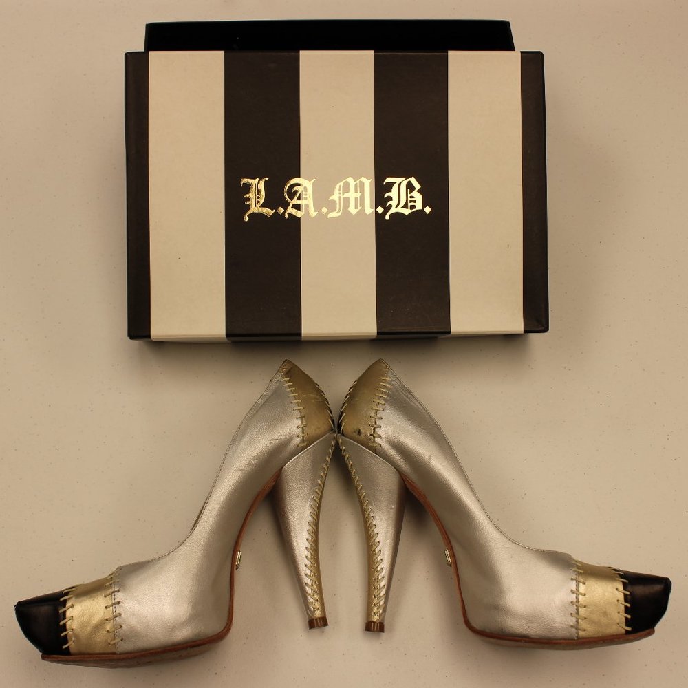 L.A.M.B. Darrel Silver Black Gold sz 10